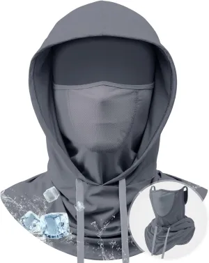 3-in-1 Cooling Breathable Balaclava Face Mask with Nose Mesh Sun UV Protection Hood Full Head Cover Men Women Hiking Outdoor