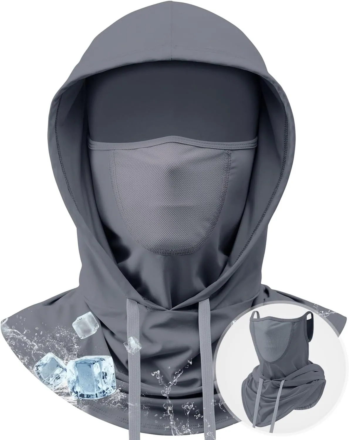 3-in-1 Cooling Breathable Balaclava Face Mask with Nose Mesh Sun UV Protection Hood Full Head Cover Men Women Hiking Outdoor
