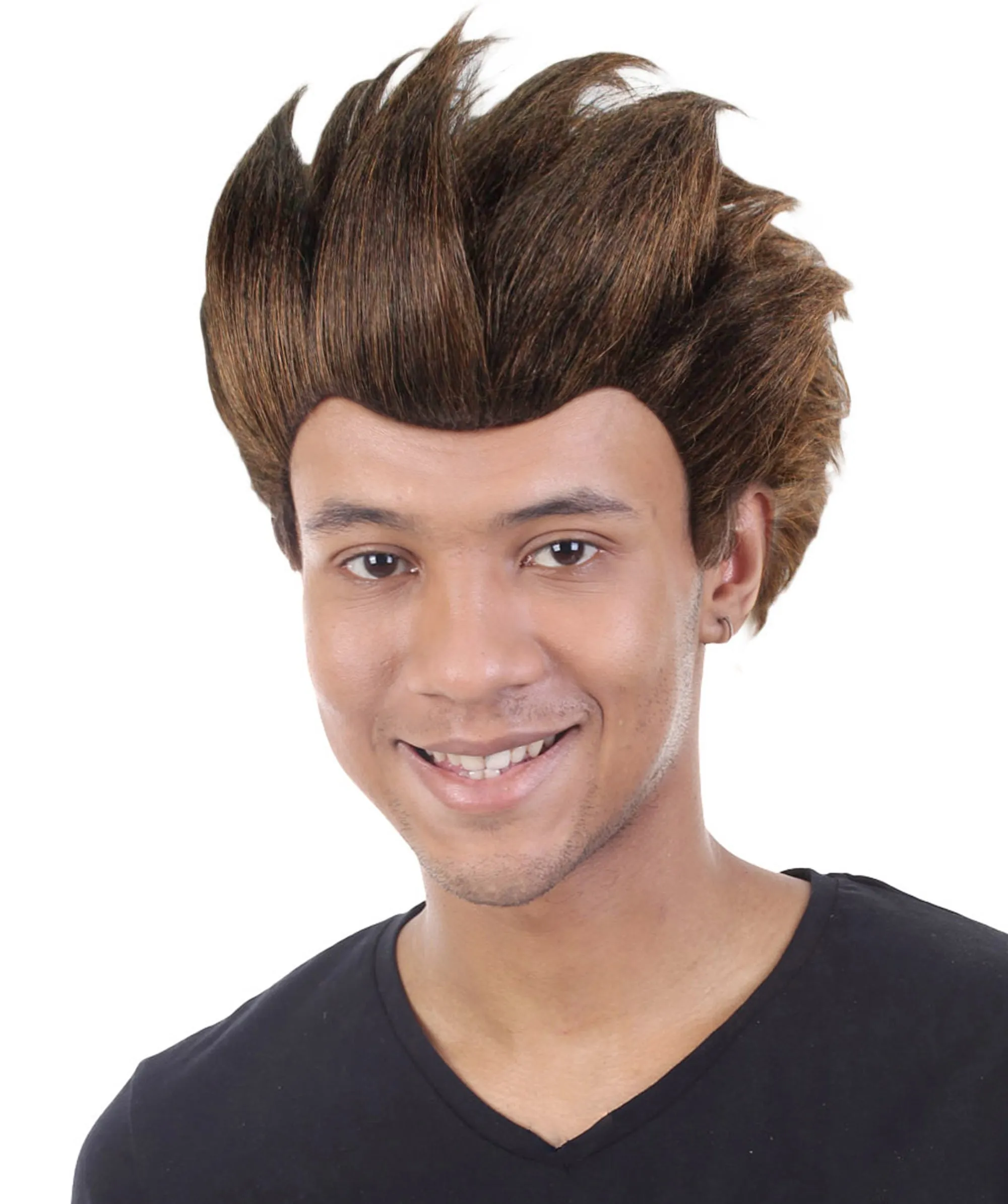 Adult Men's Spiked Internet Movie Brown Wig | TV/Movie Wigs | Premium Breathable Capless Cap.
