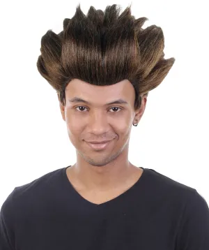 Adult Men's Spiked Internet Movie Brown Wig | TV/Movie Wigs | Premium Breathable Capless Cap.