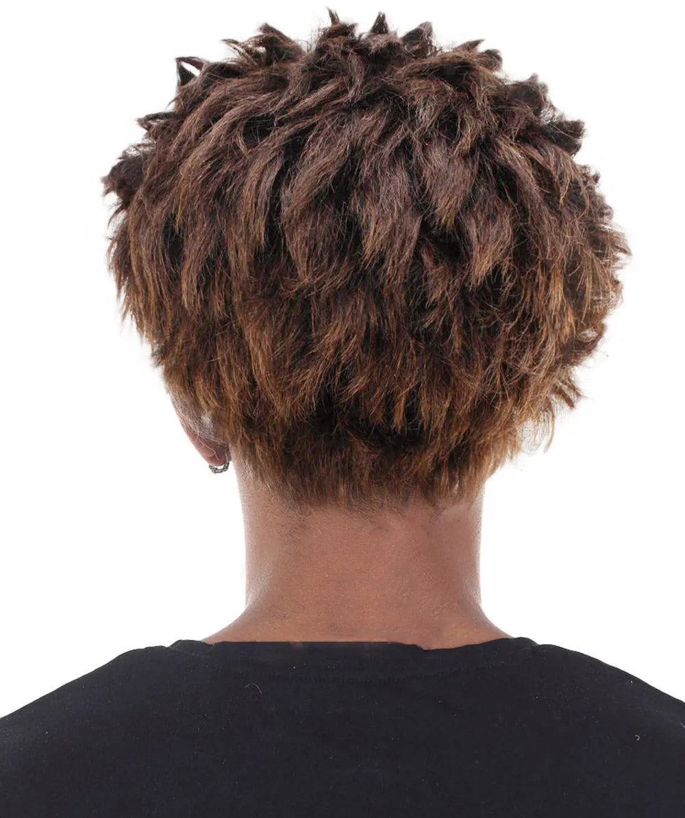 Adult Men's Spiked Internet Movie Brown Wig | TV/Movie Wigs | Premium Breathable Capless Cap.