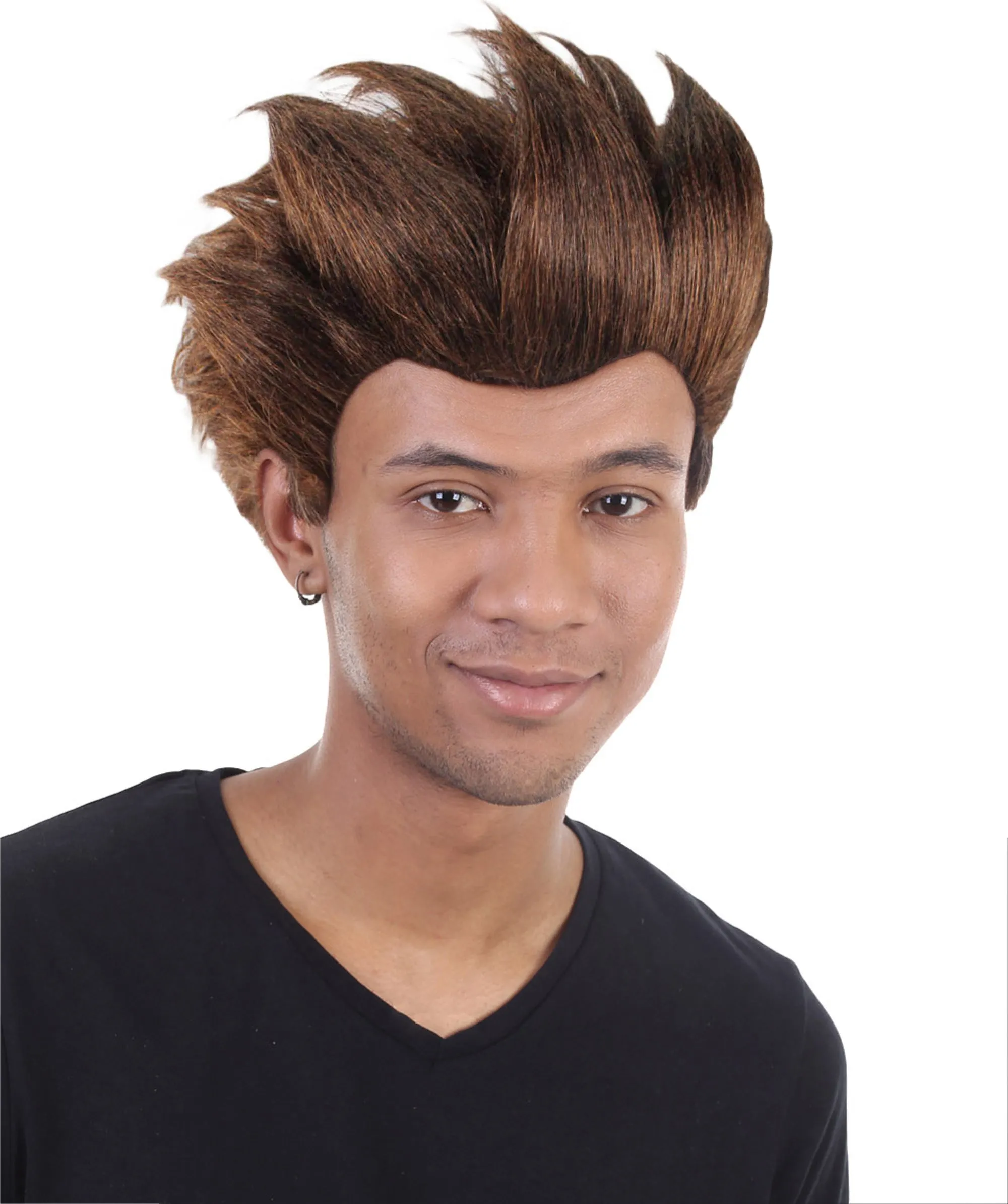 Adult Men's Spiked Internet Movie Brown Wig | TV/Movie Wigs | Premium Breathable Capless Cap.