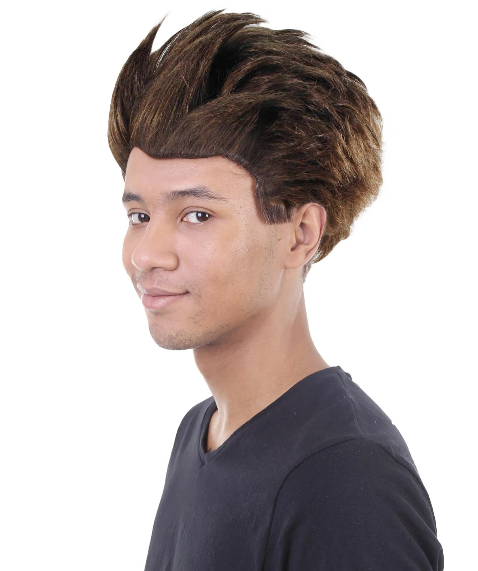 Adult Men's Spiked Internet Movie Brown Wig | TV/Movie Wigs | Premium Breathable Capless Cap.