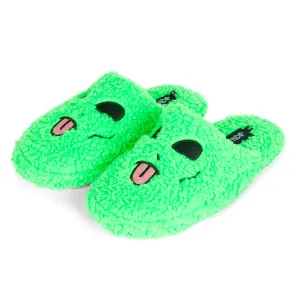 Alien Face Fuzzy House Slippers (Green)