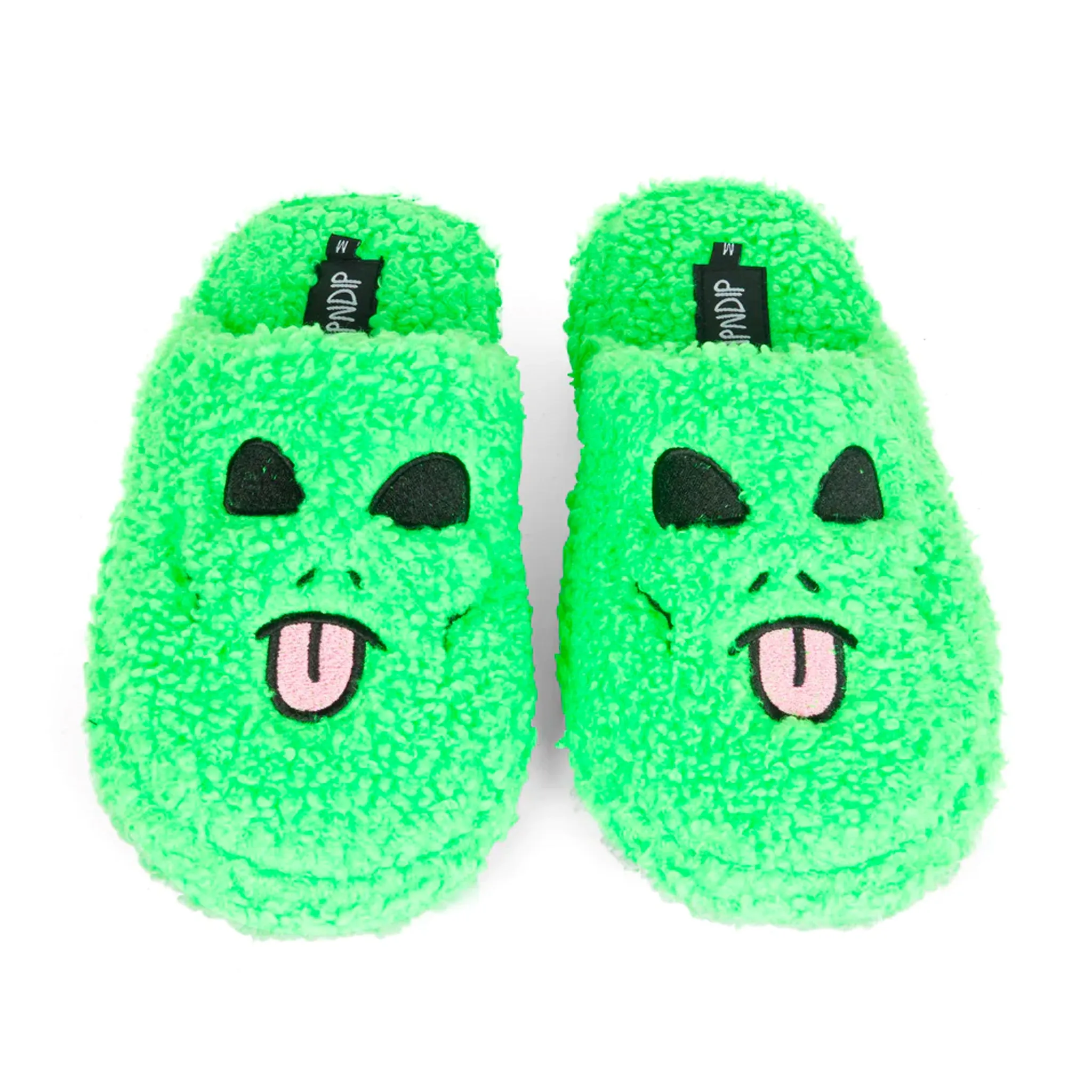 Alien Face Fuzzy House Slippers (Green)