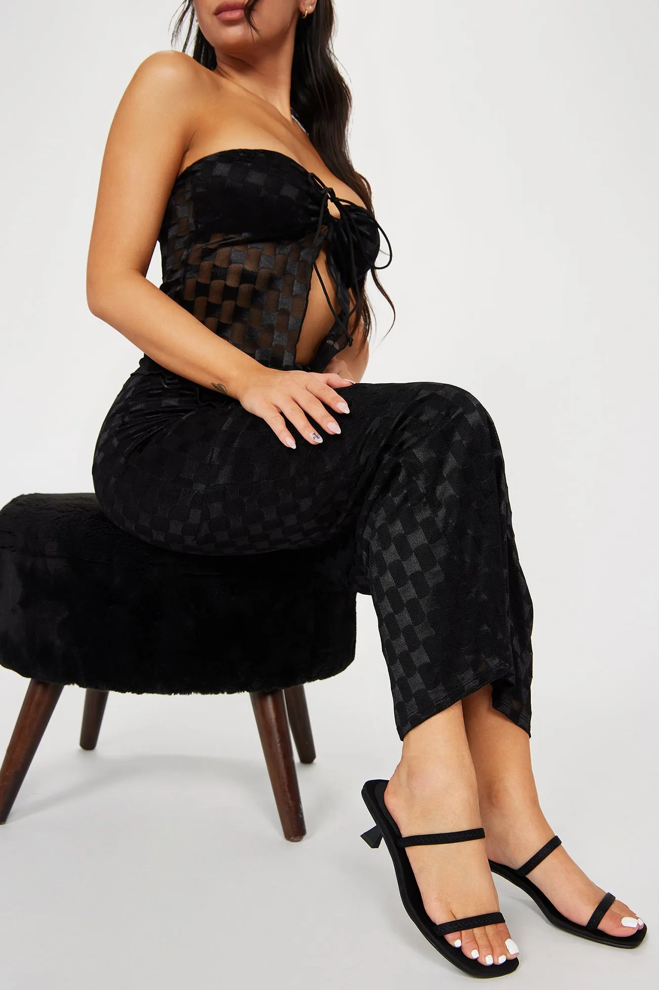 Amare Kitten Heel Mules - Black