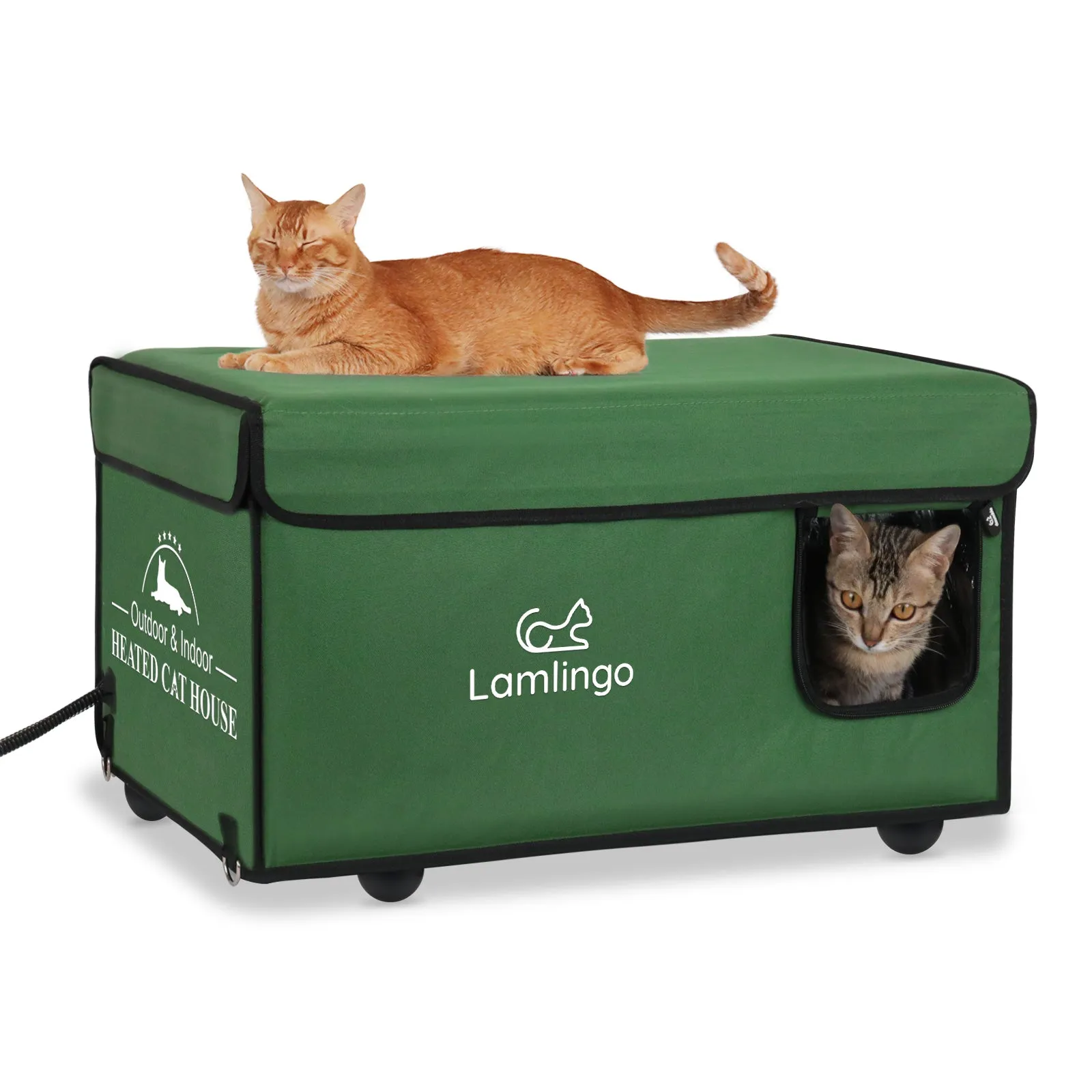 Army Green Large Outdoor Heated Cat House