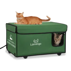 Army Green Large Outdoor Heated Cat House
