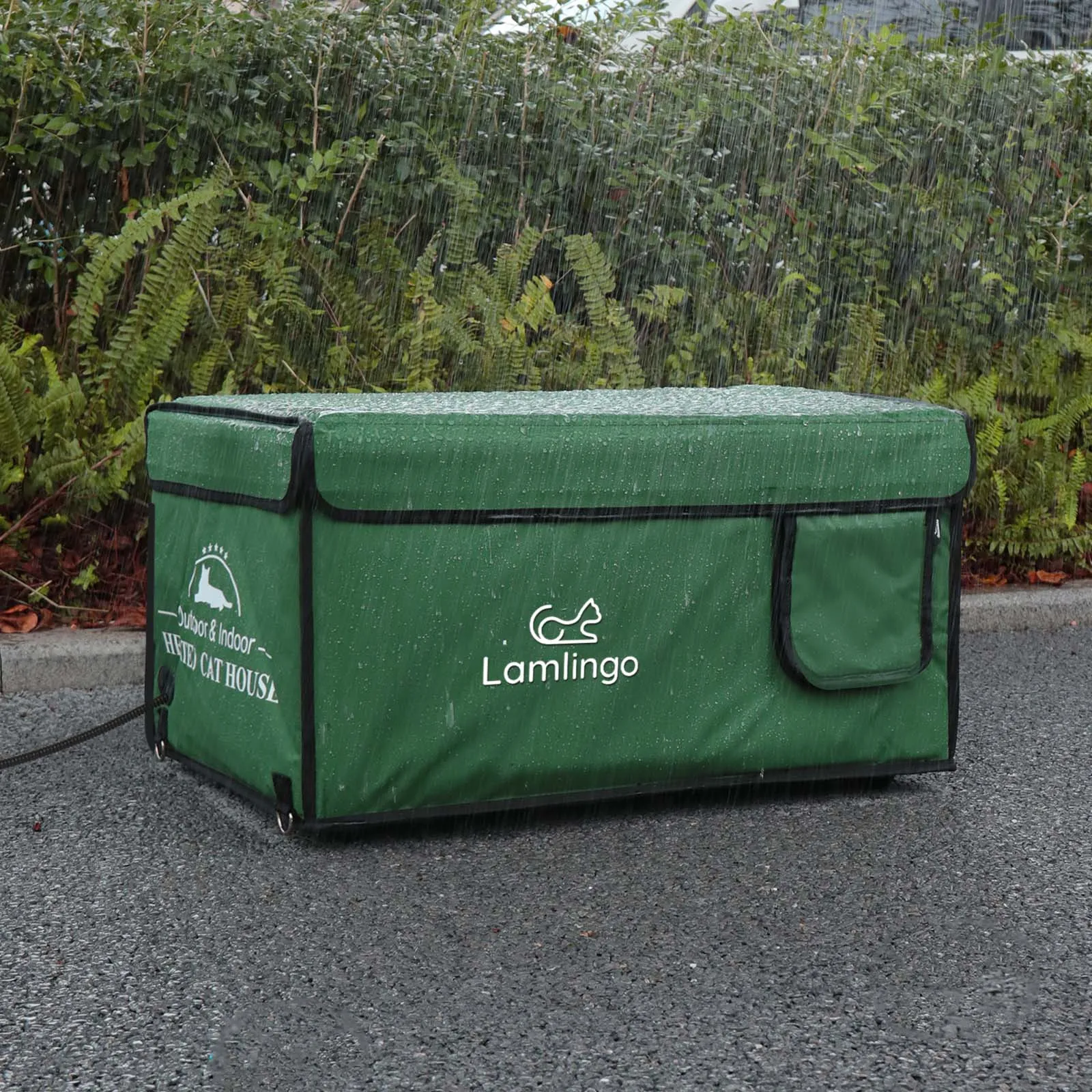 Army Green Large Outdoor Heated Cat House