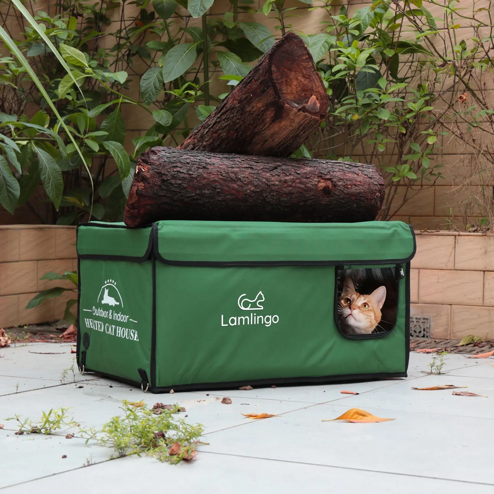Army Green Large Outdoor Heated Cat House