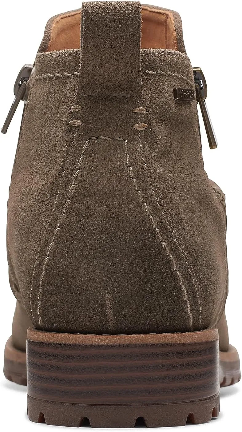 Aspra Walk Waterproof Clarks Ankle Boots, Dark Taupe Suede