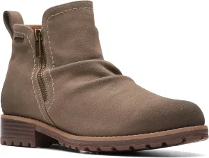 Aspra Walk Waterproof Clarks Ankle Boots, Dark Taupe Suede