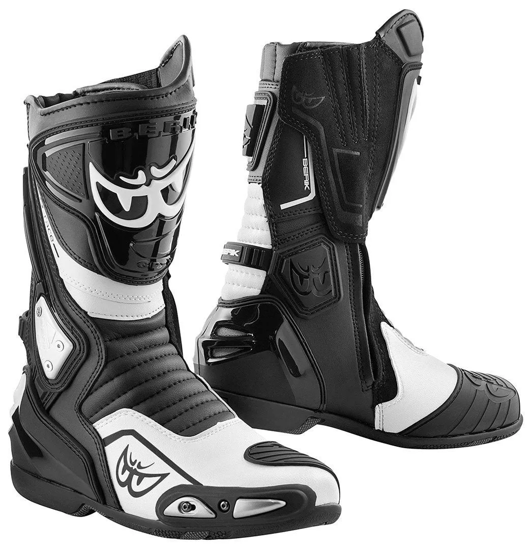 Berik Donington Motorcycle Boots with Mesh Lining, Black/White