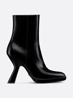 Black leather heeled ankle boots