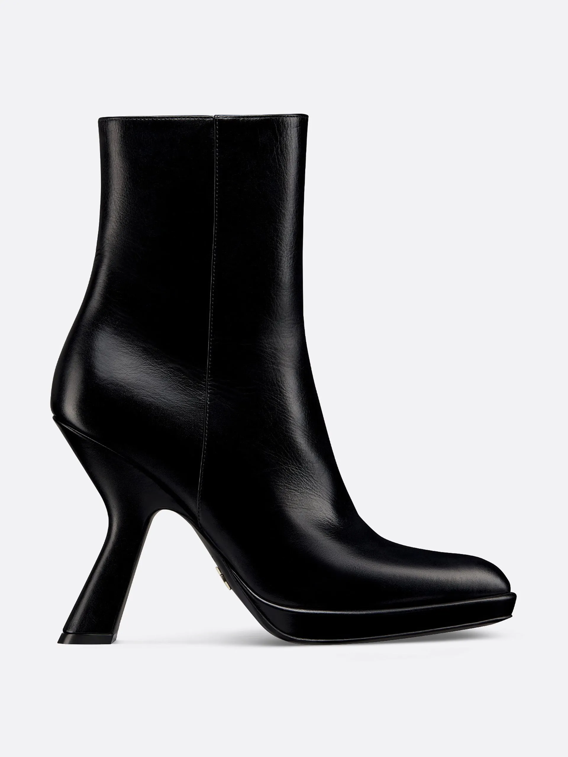 Black leather heeled ankle boots