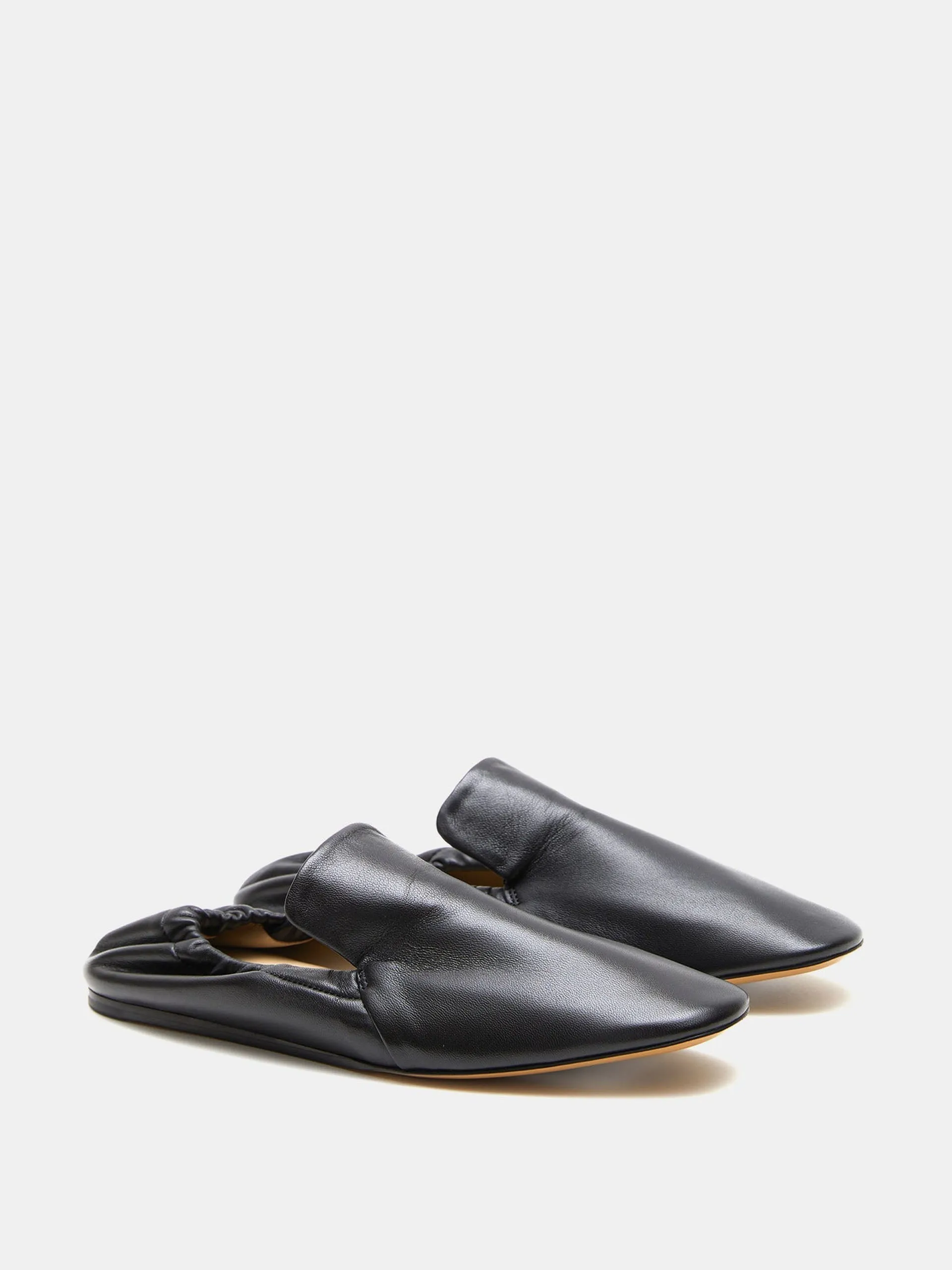 Black leather Mocassin flats
