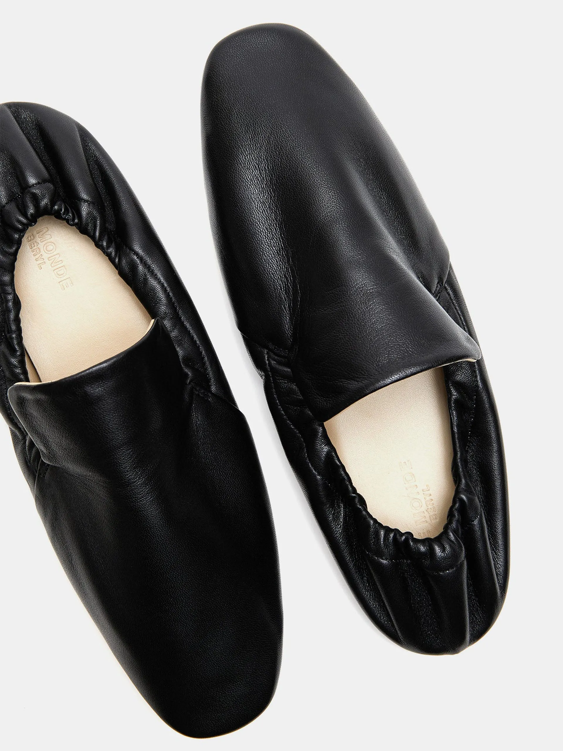 Black leather Mocassin flats