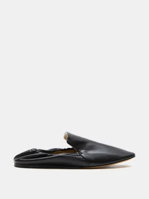 Black leather Mocassin flats
