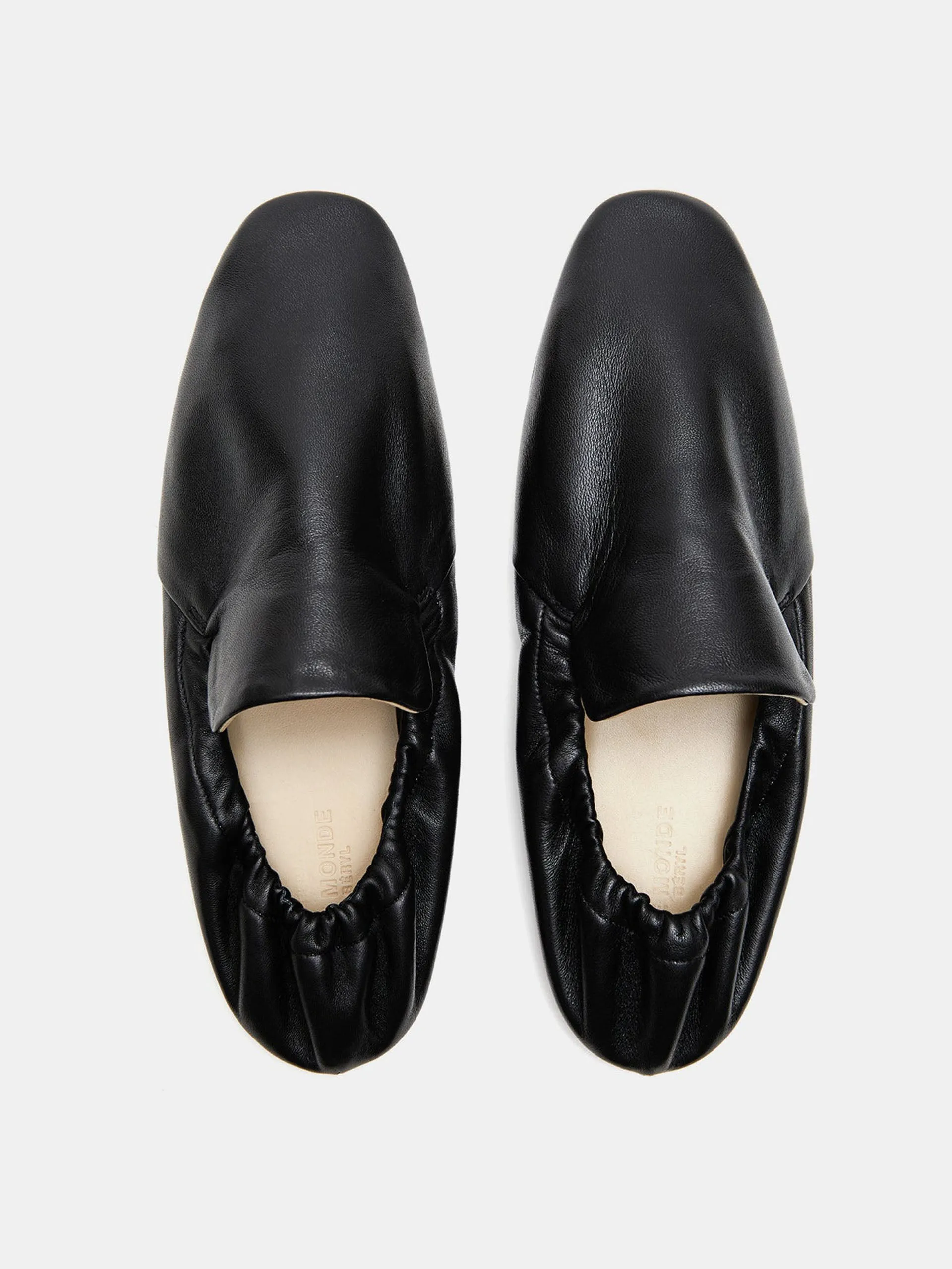 Black leather Mocassin flats