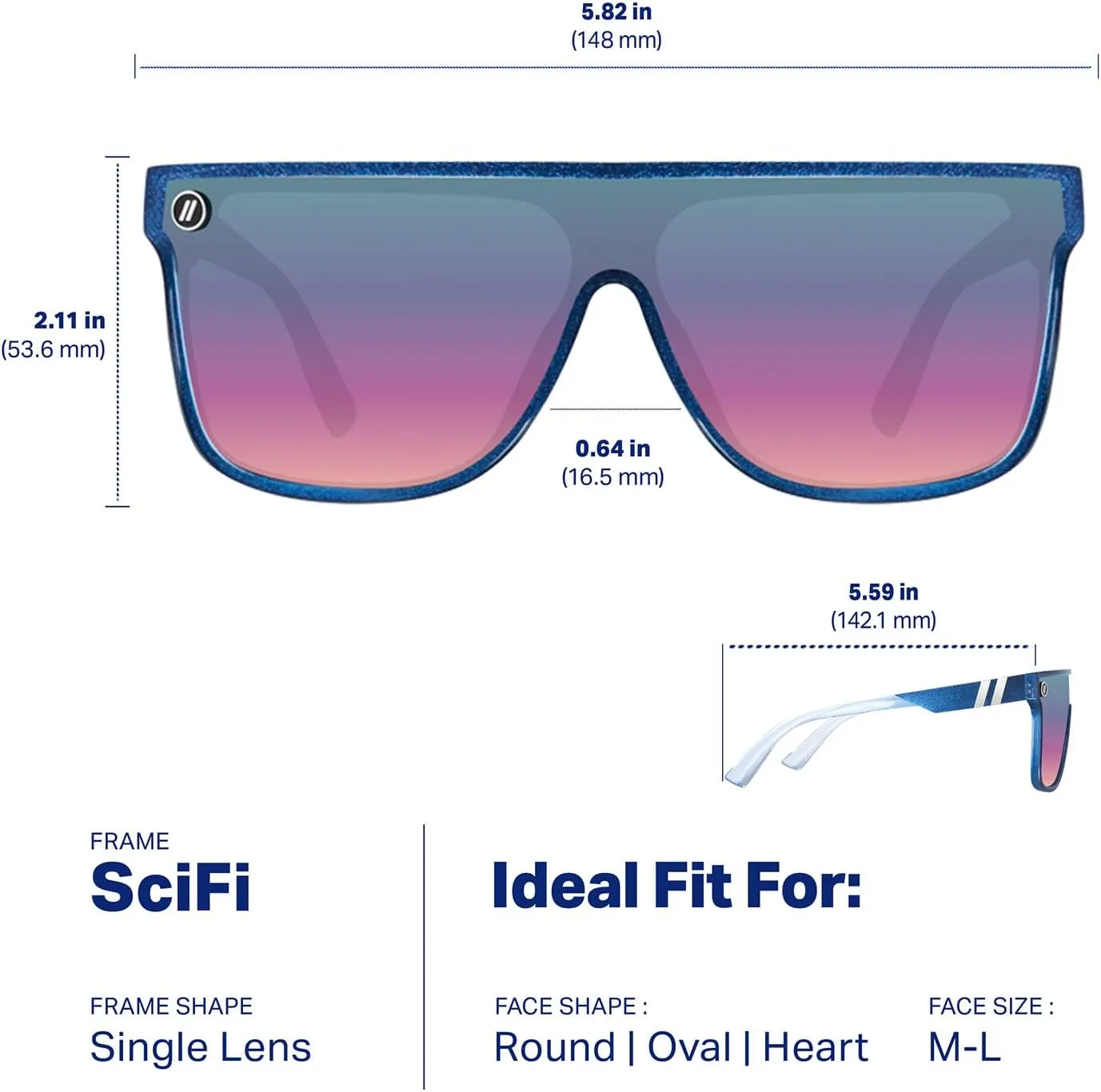 Blenders Eyewear SciFi ?C Polarized Sunglasses ?C Single-Lens with a Flat-Top Design ?C 100% UV Protection ?C For Men & Women
