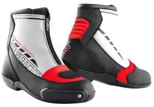 Bogotto Lap Motorcycle Boot with Ankle Reinforcement, White/Black/Red