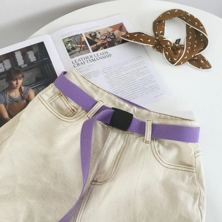 Colorful 90S Plastic Buckle Canvas Belt