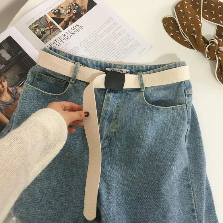 Colorful 90S Plastic Buckle Canvas Belt