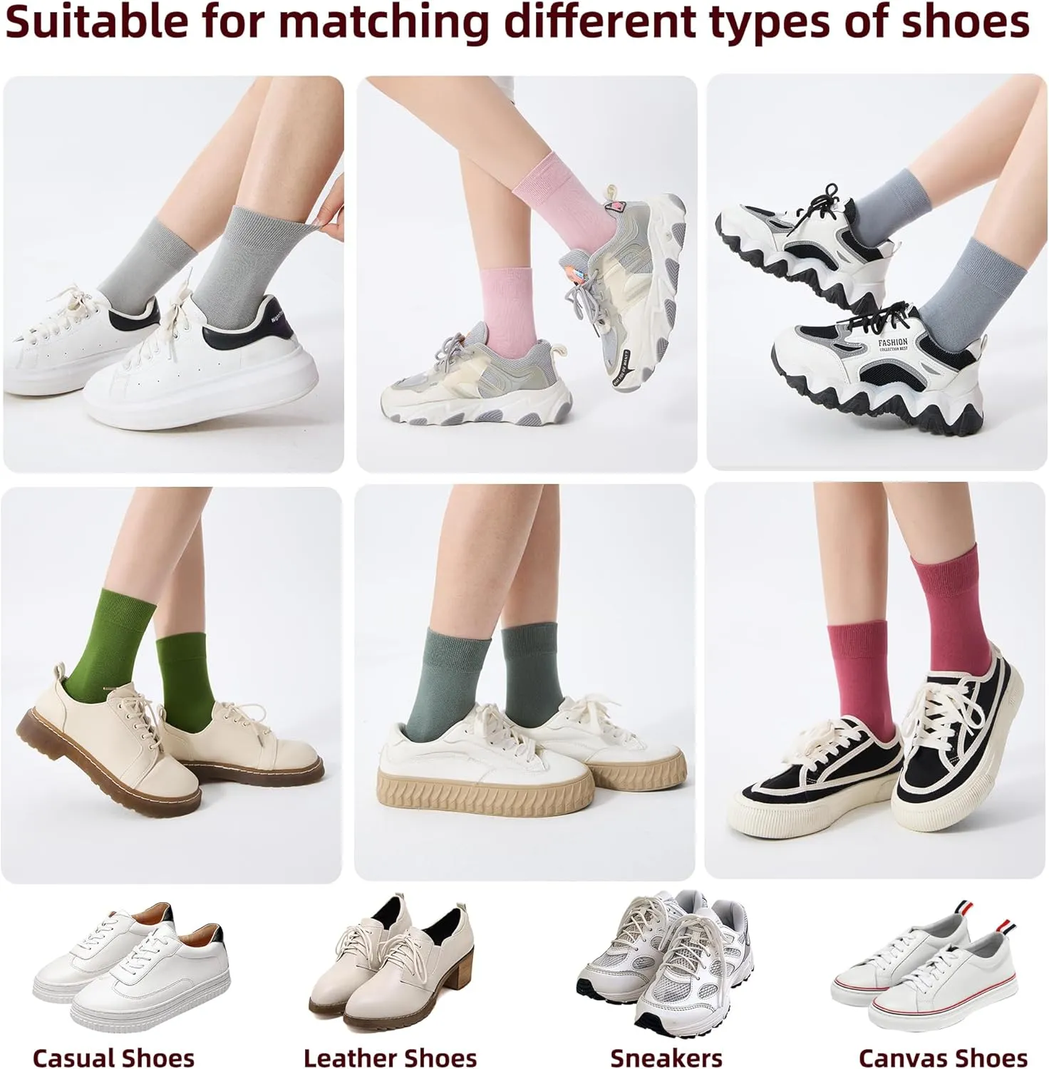 Corlap Women's Thin Cotton Ankle High Crew Socks - 6Pairs Bootie Casual Dress Socks-Gift Box