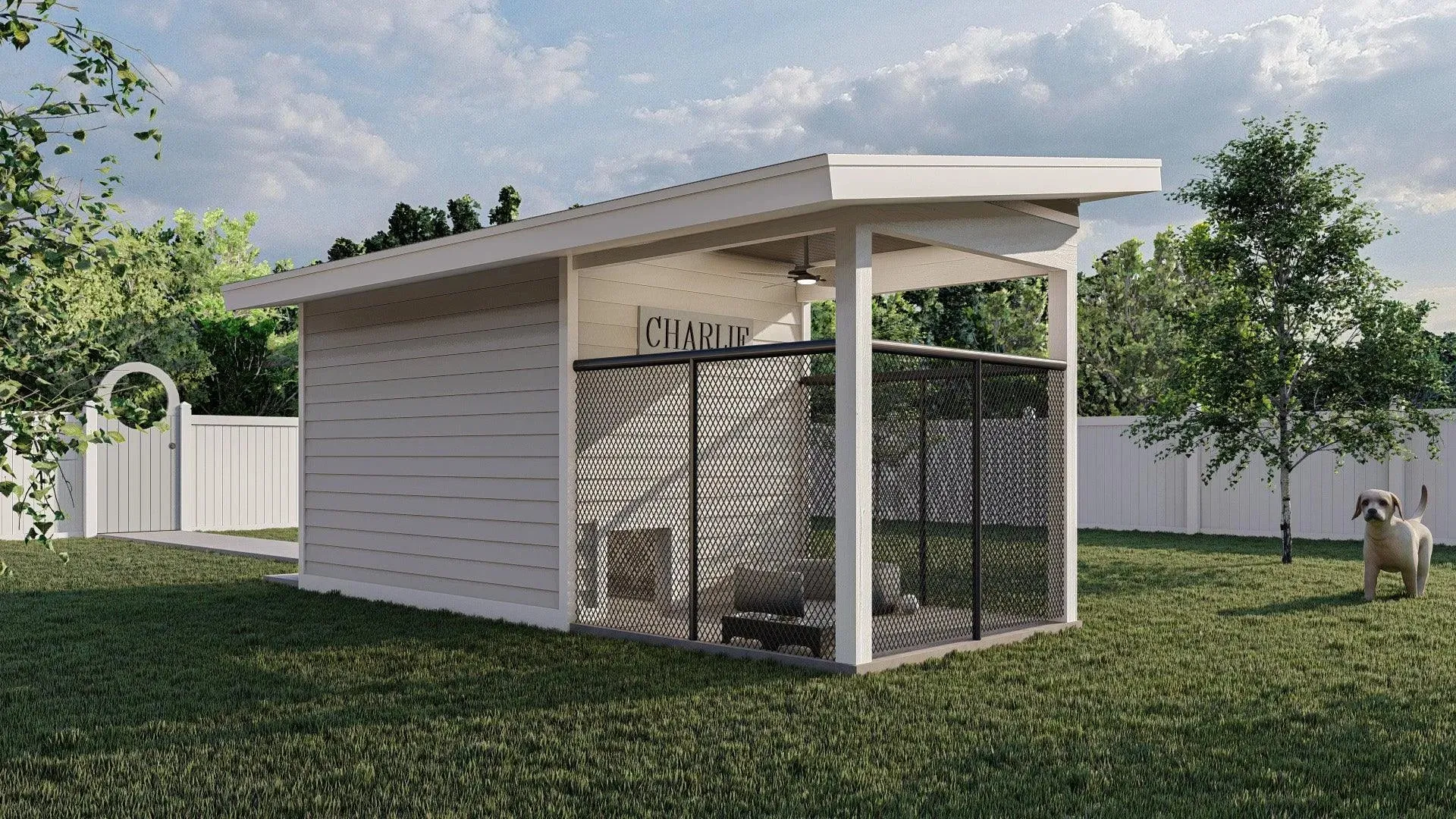 Cozy 96 Sq Ft Dog House with Durable Design and Open Floor Plan