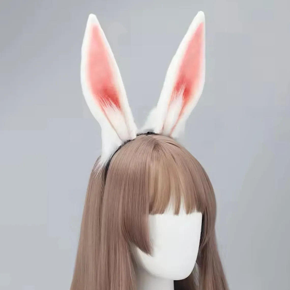 Deluxe Faux Plush Fur Animal Ears Headband - White Bunny Rabbit