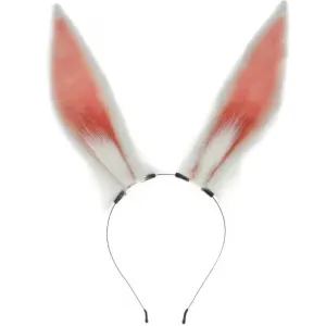 Deluxe Faux Plush Fur Animal Ears Headband - White Bunny Rabbit