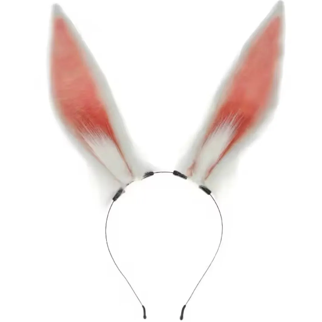 Deluxe Faux Plush Fur Animal Ears Headband - White Bunny Rabbit