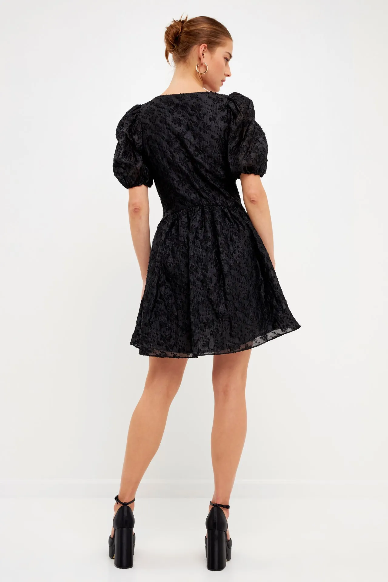 Endless Rose - Texture Floral Organza Mini Dress