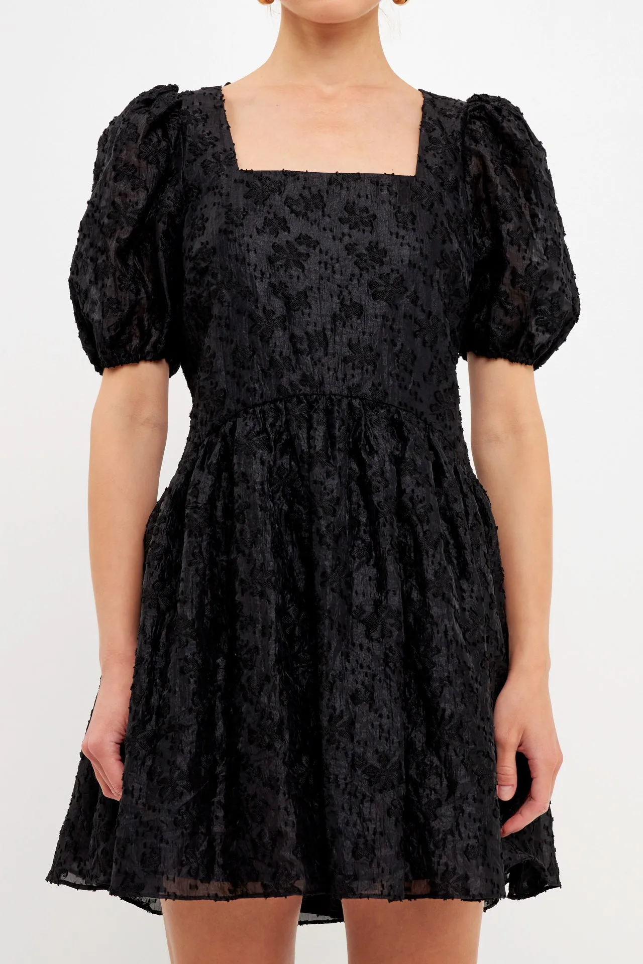 Endless Rose - Texture Floral Organza Mini Dress