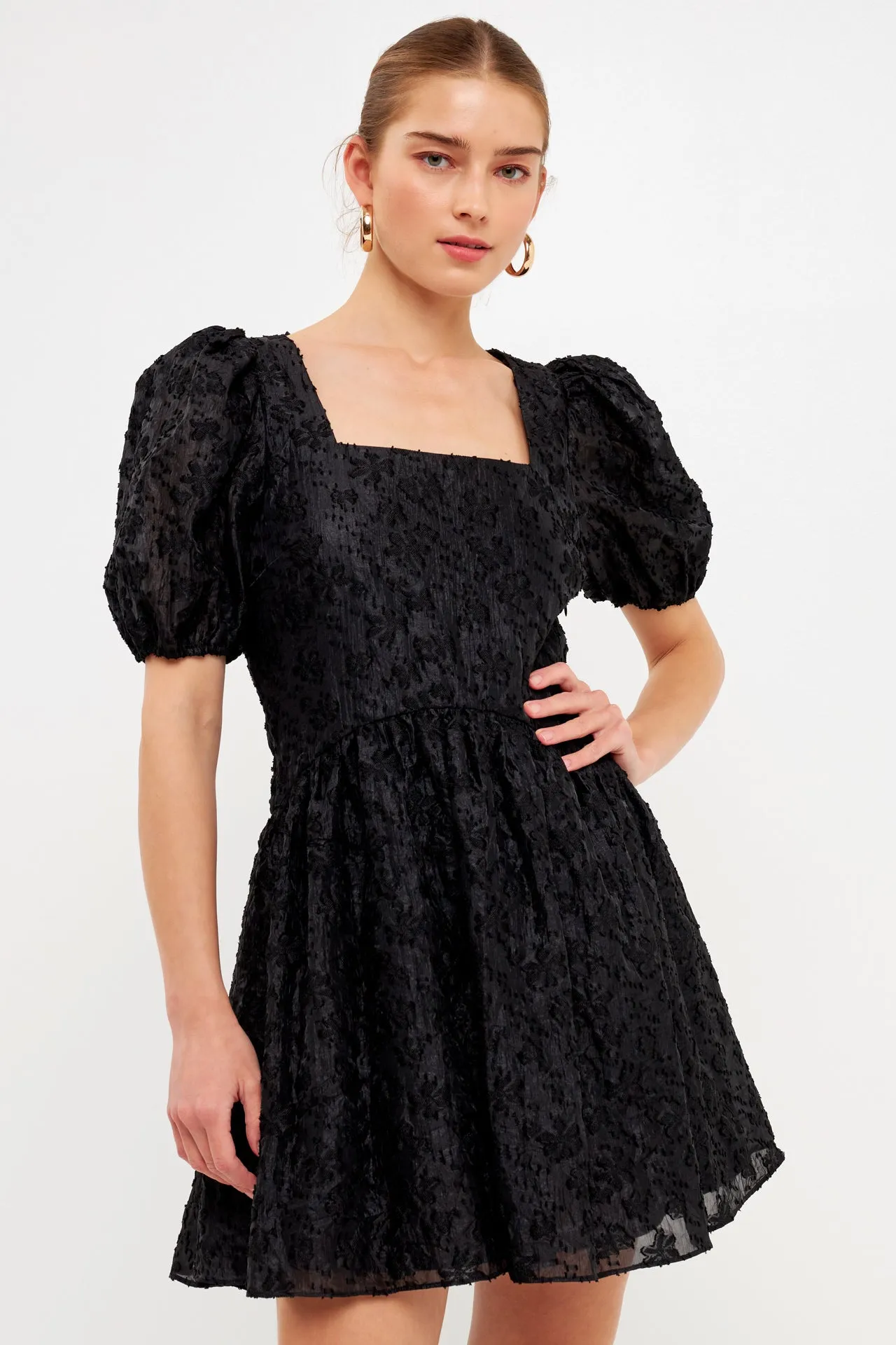 Endless Rose - Texture Floral Organza Mini Dress