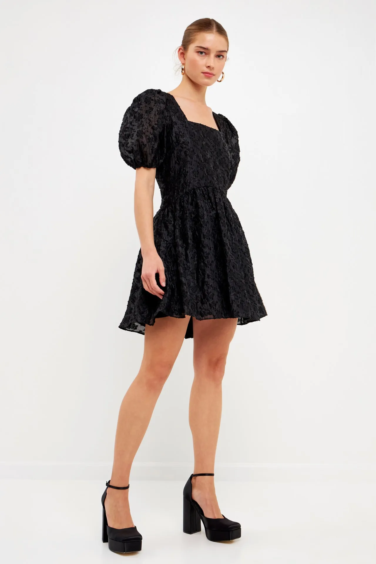 Endless Rose - Texture Floral Organza Mini Dress