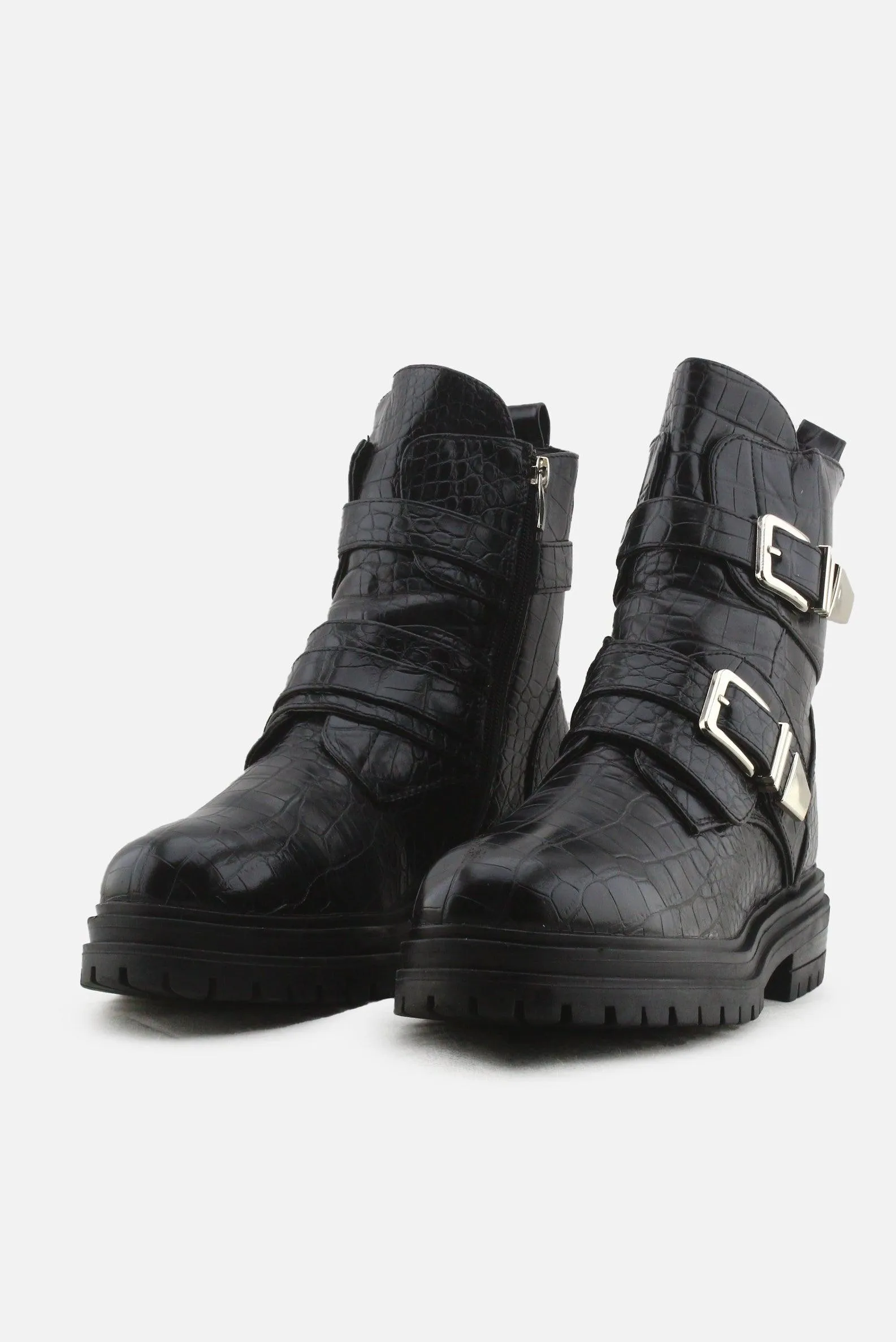 European Brand Zipper Buckle Straps Combat Ankle Boots | 100% Authentic Leather