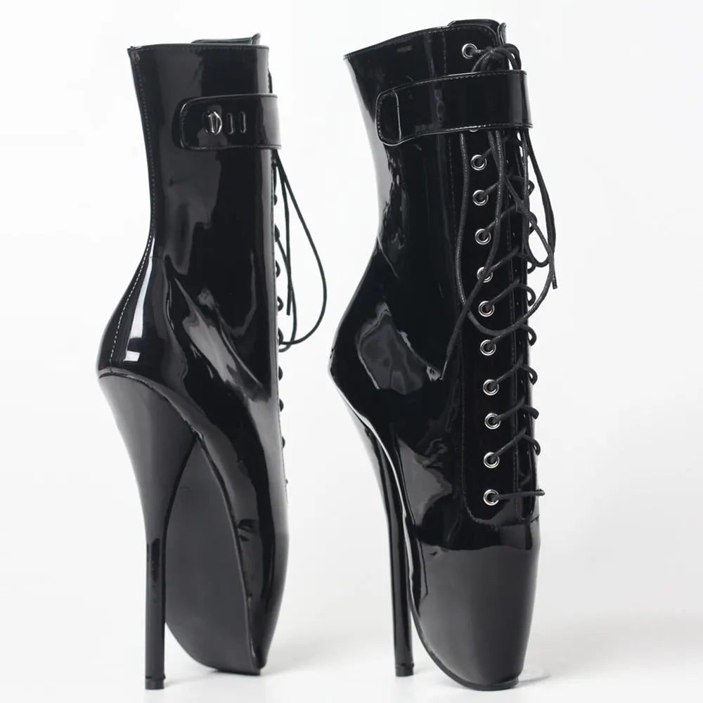 Extreme 18 cm High Heel Ballet Laceup Ankle Boots