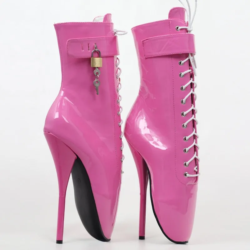 Extreme 18 cm High Heel Ballet Laceup Ankle Boots