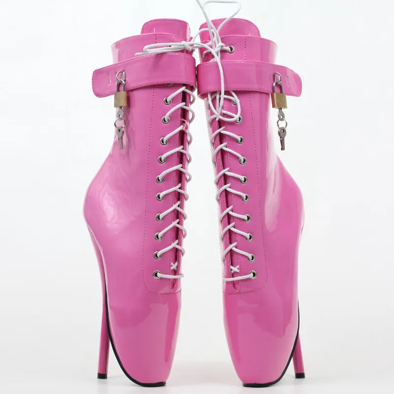 Extreme 18 cm High Heel Ballet Laceup Ankle Boots