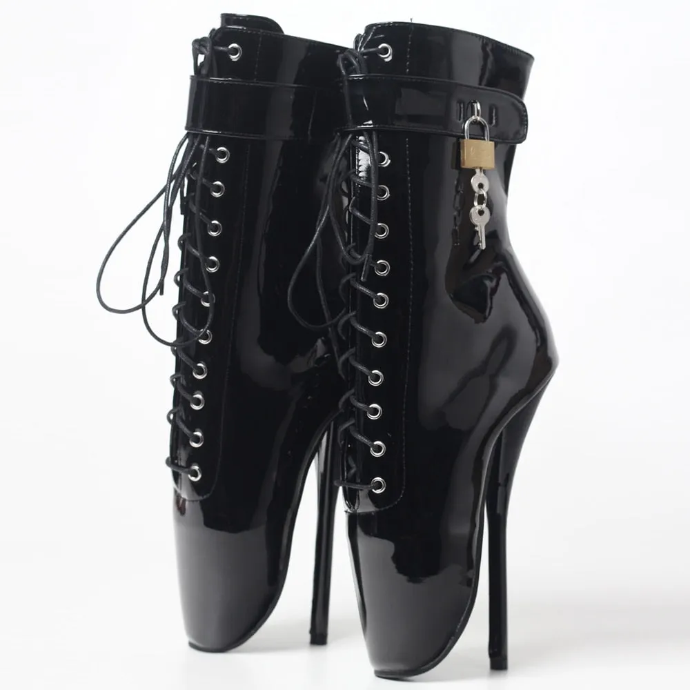 Extreme 18 cm High Heel Ballet Laceup Ankle Boots