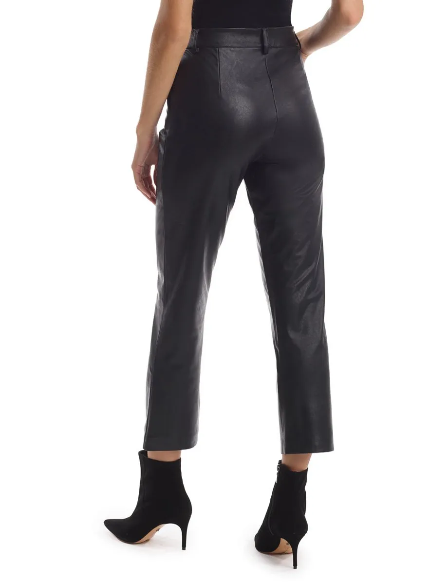 Faux Leather 7/8 Trouser | Black