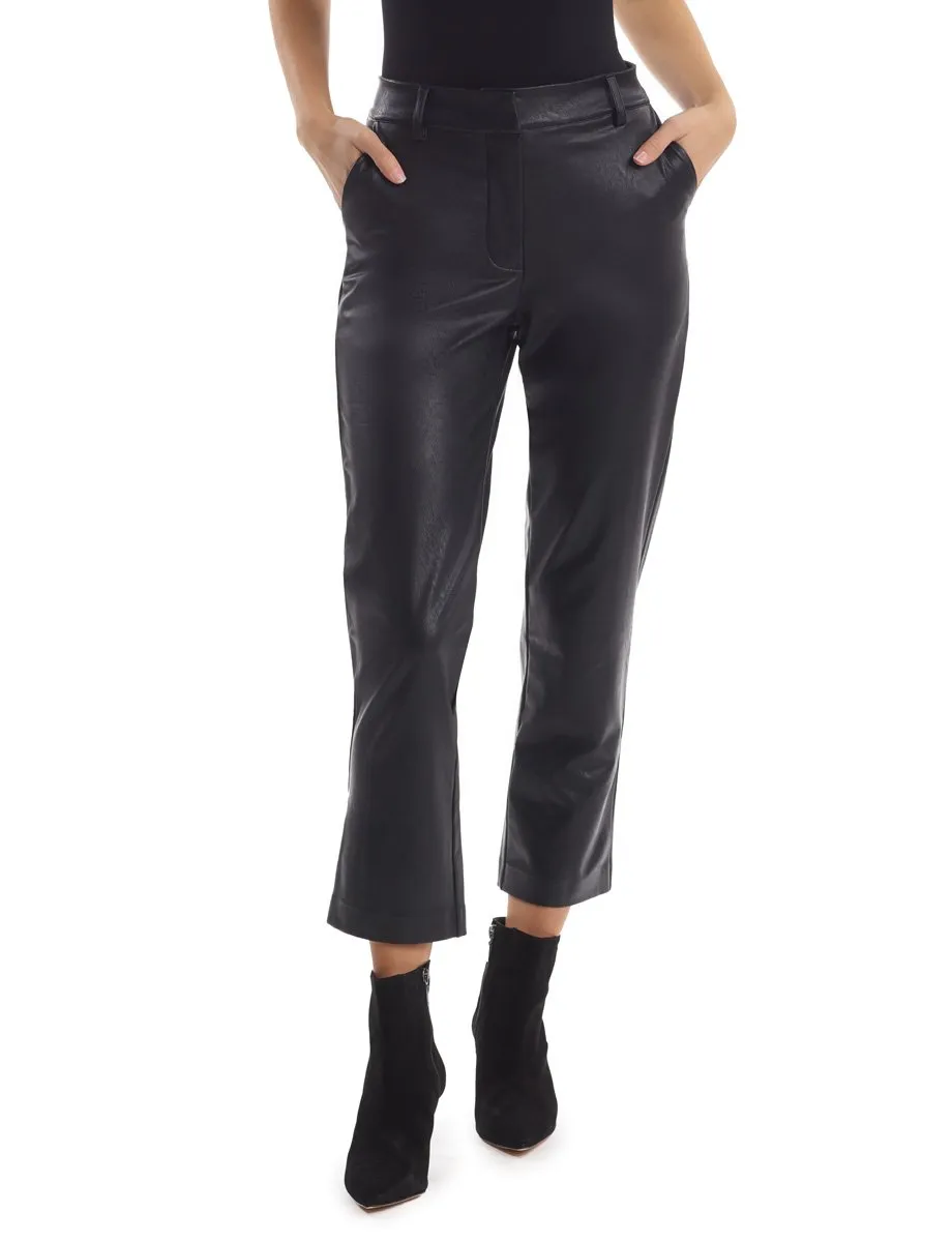 Faux Leather 7/8 Trouser | Black