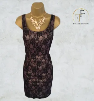 Forever Unique Black Lace Mini Dress UK 8 US 4 EU 36