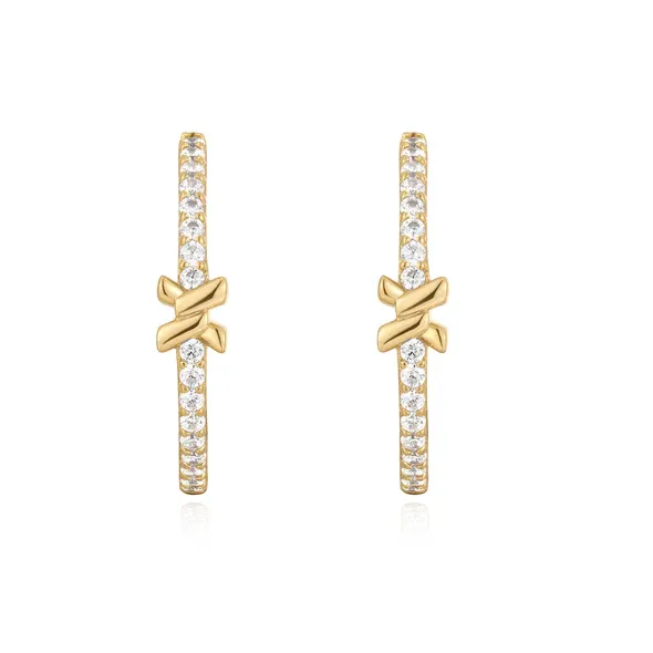 Gold Cross Hoops