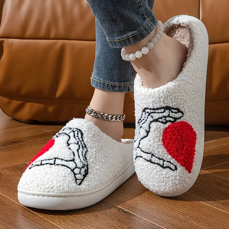 Heart Skeletal Slippers Beige