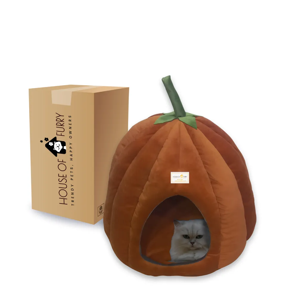 House of Furry Kaddu House for Dogs and Cats (Orange)