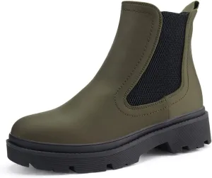 JABASIC Women Chelsea Boots Low Heel Elastic Ankle Boots (10,Army Green)