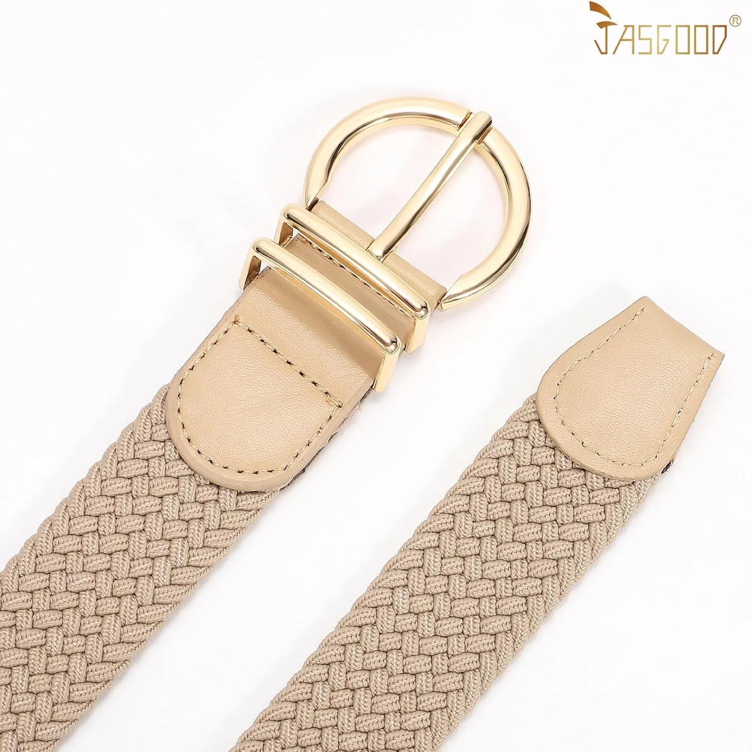 JASGOOD Women Braided Woven Elastic Stretch Belt Canvas Casual Belt for Jeans Pants
