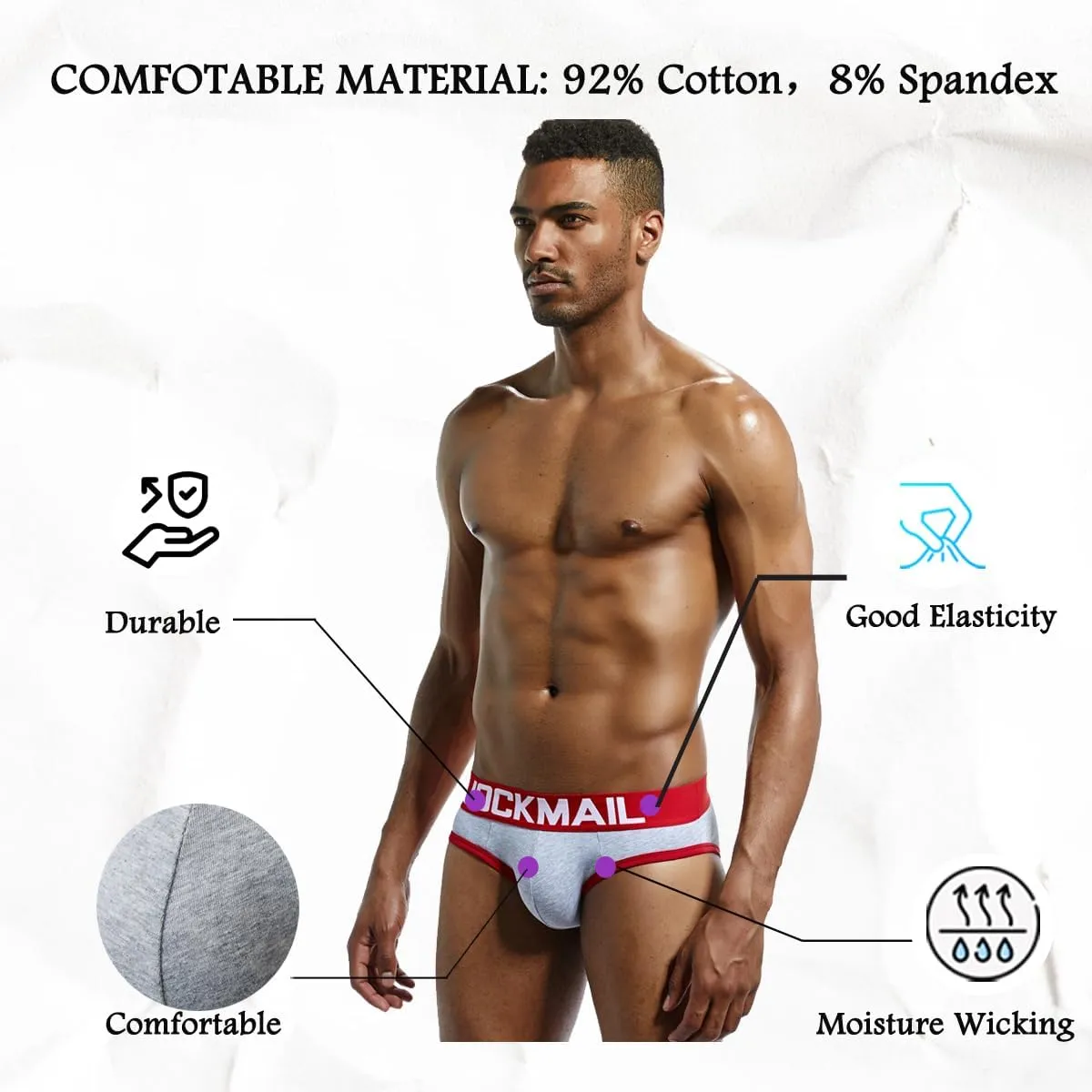 JOCKMAIL Mens Jockstrap Cotton Briefs Breathable Athletic Underwear for Athletic Supporter